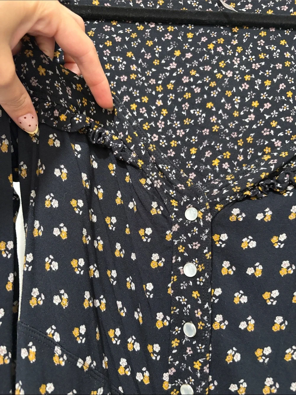 Free People Floral Button-Front Long Sleeve Top